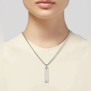 GUCCI Vertical Bar Pendant Necklace Logo Plate Silver Triple Ball Chain